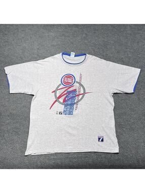 Vintage 90s Logo 7 Detroit Pistons Basketball T-Shirt XL RARE Men’s Grey